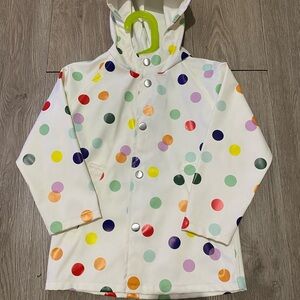 Primary Multicolor Polka Dot Kids Raincoat